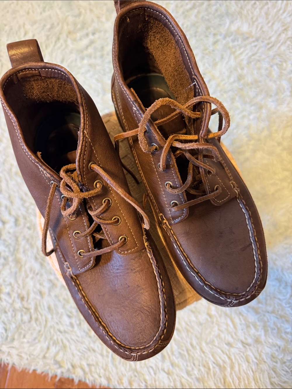 Eddie Bauer Brown Leather Chukka Moc Toe Boots Mens 10.5.